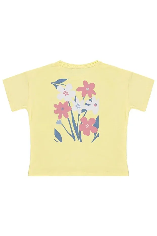 Детская футболка для девочек с принтом Colorful Floral Printed Civil Girls, Yellow — фото 2