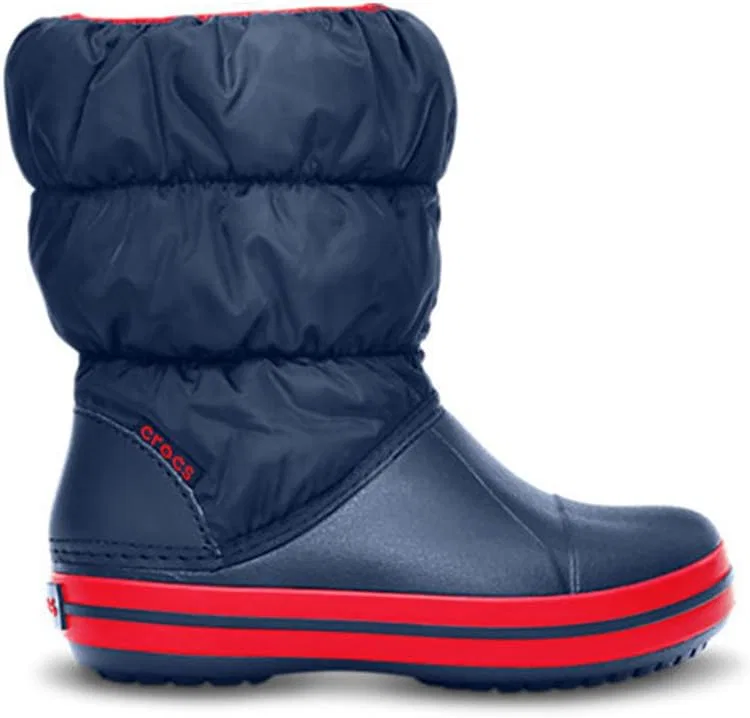 Детские зимние сапоги для девочек Winter Puff Crocs, Navy/Red — фото 3