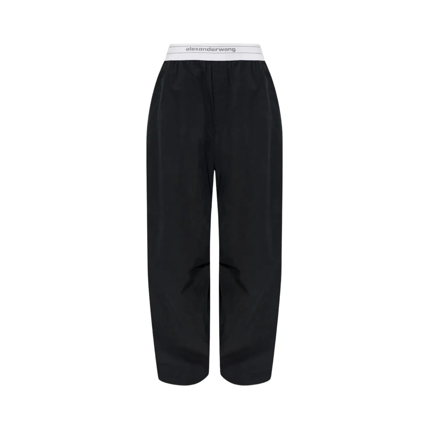 Брюки Alexander Wang с логотипом, эластичным поясом, средней посадкой и плиссировкой, черный