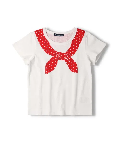Детская футболка с принтом Scarf Print Tシャツ moujonjon, Серый — фото 2