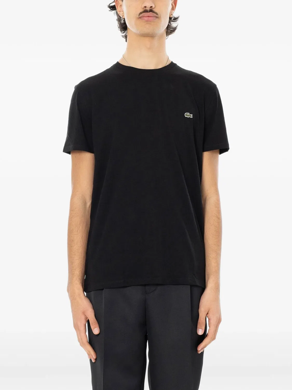 Футболка из хлопка пима черная Lacoste, черный