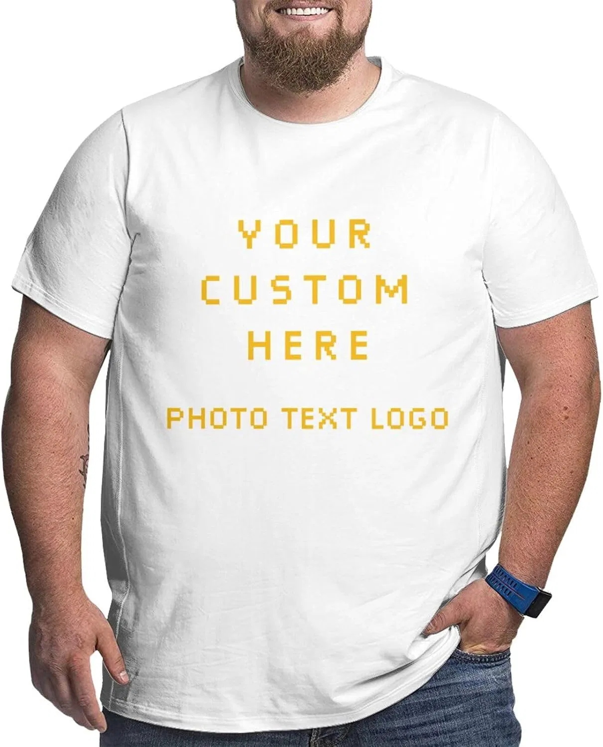 Мужская свободная футболка с круглым вырезом Custom Big T Shirts, White