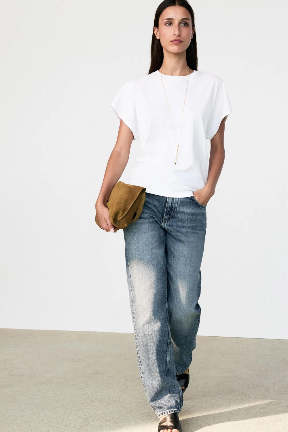 Футболка Massimo Dutti 100% Cotton, белый — фото 4