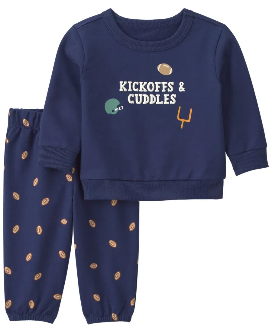 Комплект из свитшота и брюк с футбольным принтом Kickoffs & Cuddles Carter's, Navy Blue