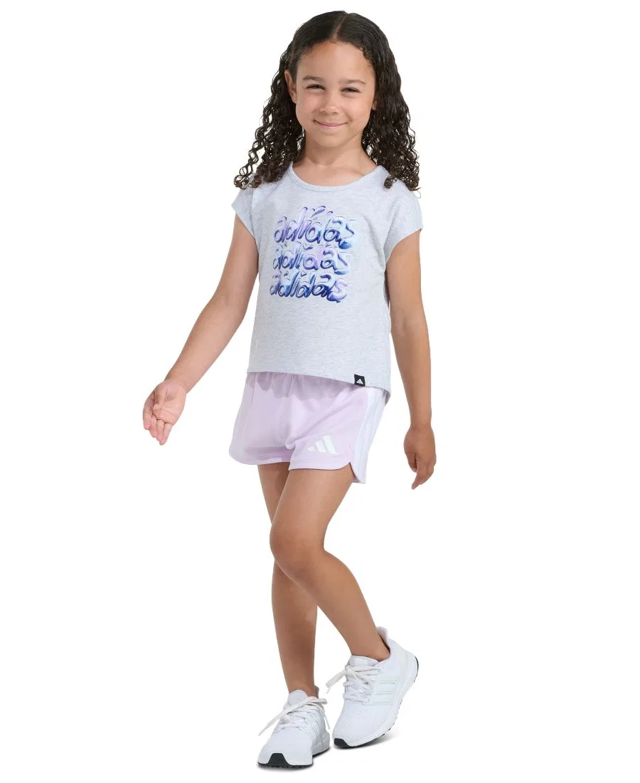 Комплект из футболки и шорт с принтом adidas, Light Gray Pink — фото 2