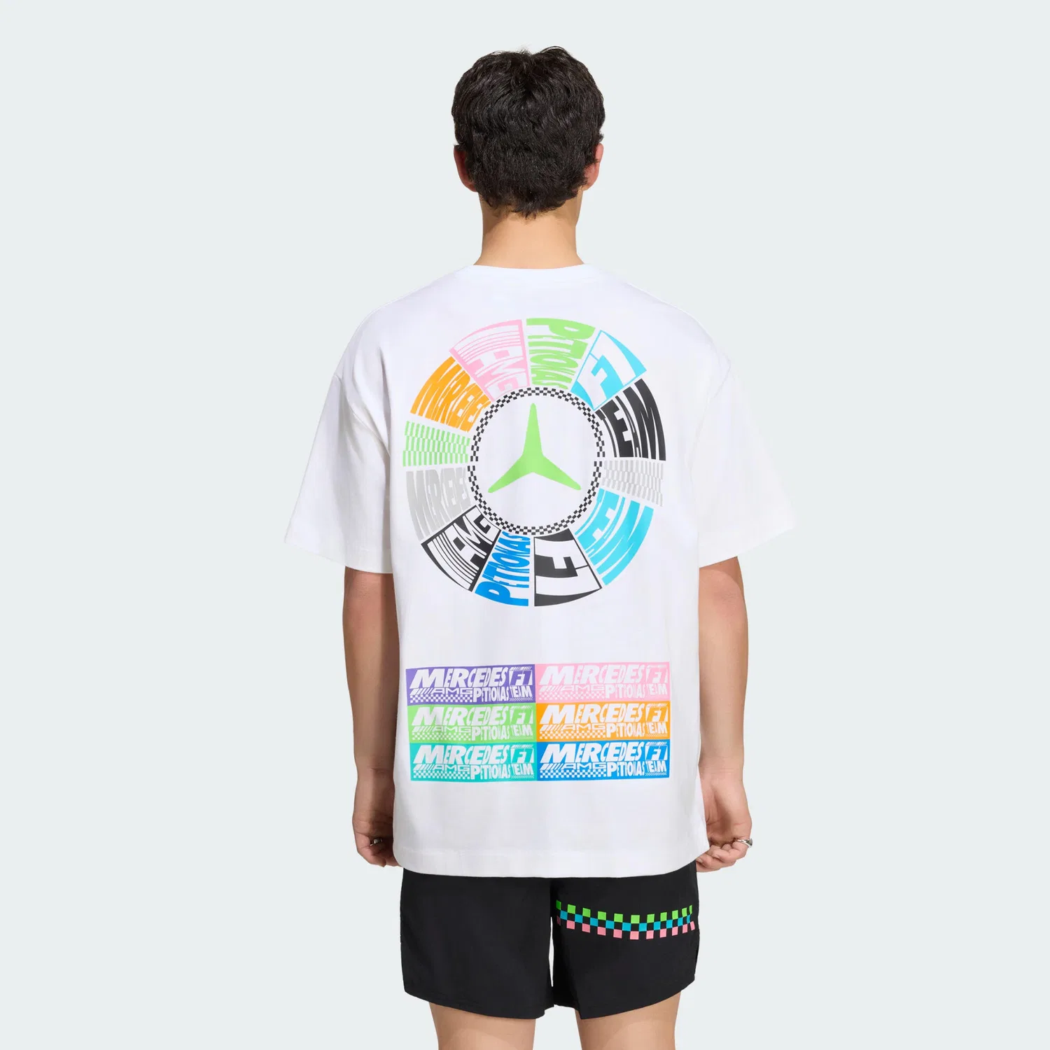 Мужская футболка с принтом Mercedes - AMG Petronas Formula 1 Team Lights On T-Shirt Adidas, White — фото 3
