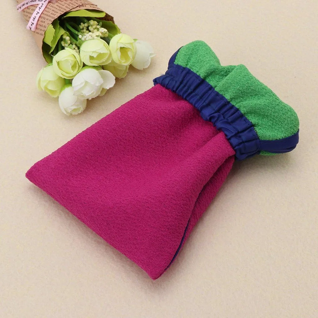 Эксфолирующая перчатка для душа CVZJ, 1 шт, 19x13.5 см, Green/Pink — фото 4