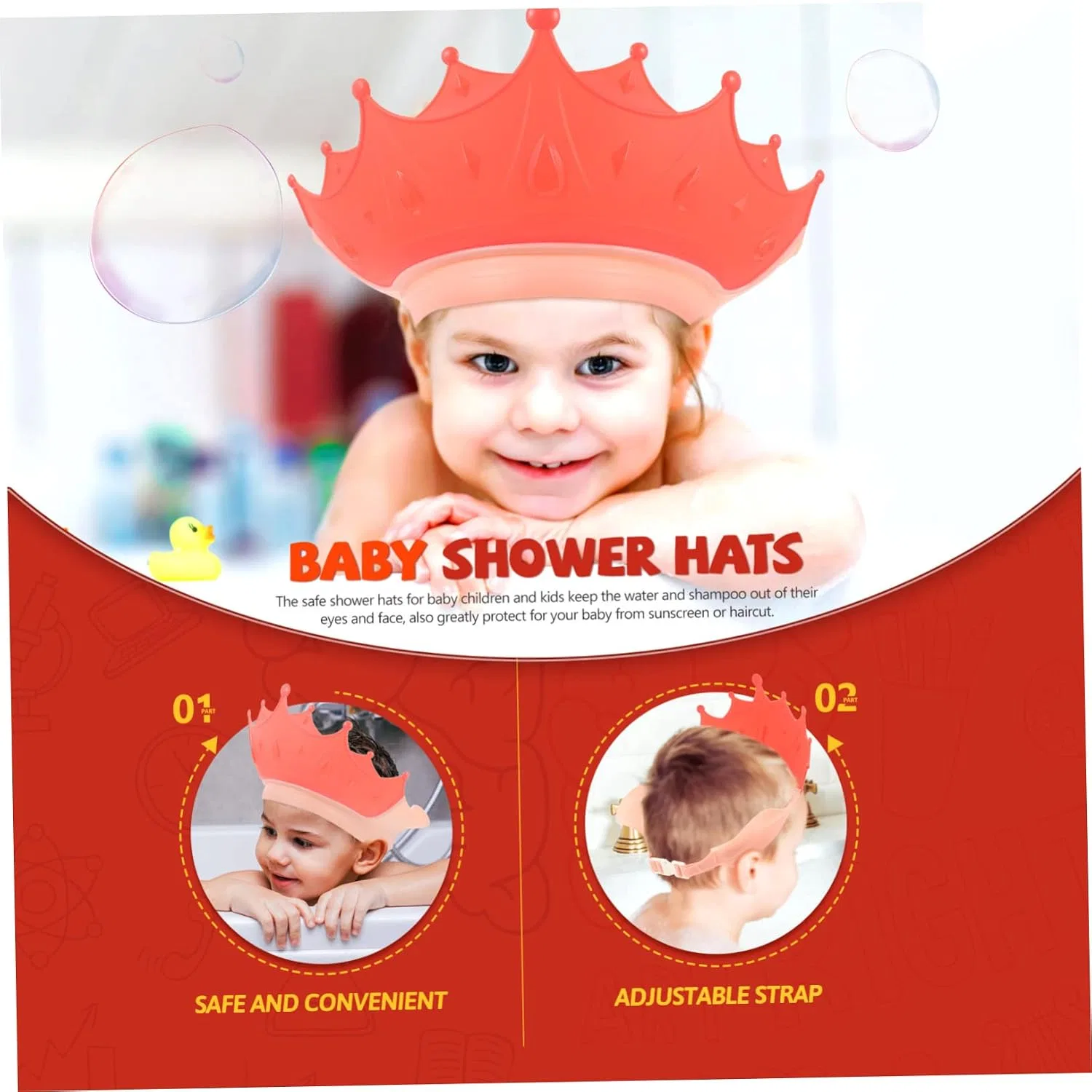 No brand Шапочка для душа детская Pack of 4, 15x15x13 см, Red — фото 4