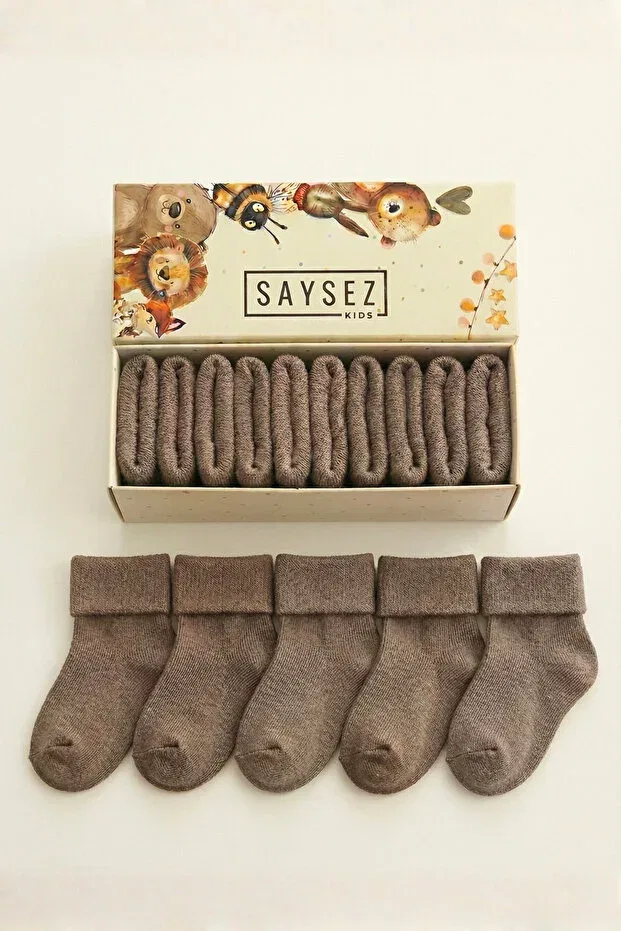 Детские носки для новорожденных хлопковые набор 5 шт Saysez, Brown