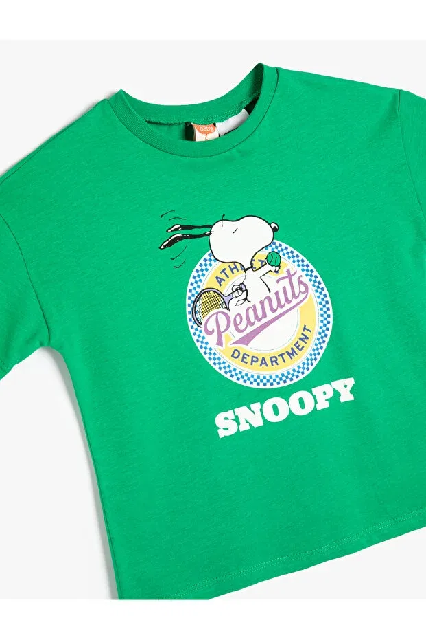 Детская футболка с принтом Snoopy t-shirt licensed short sleeve crew neck cotton Koton, Green — фото 3