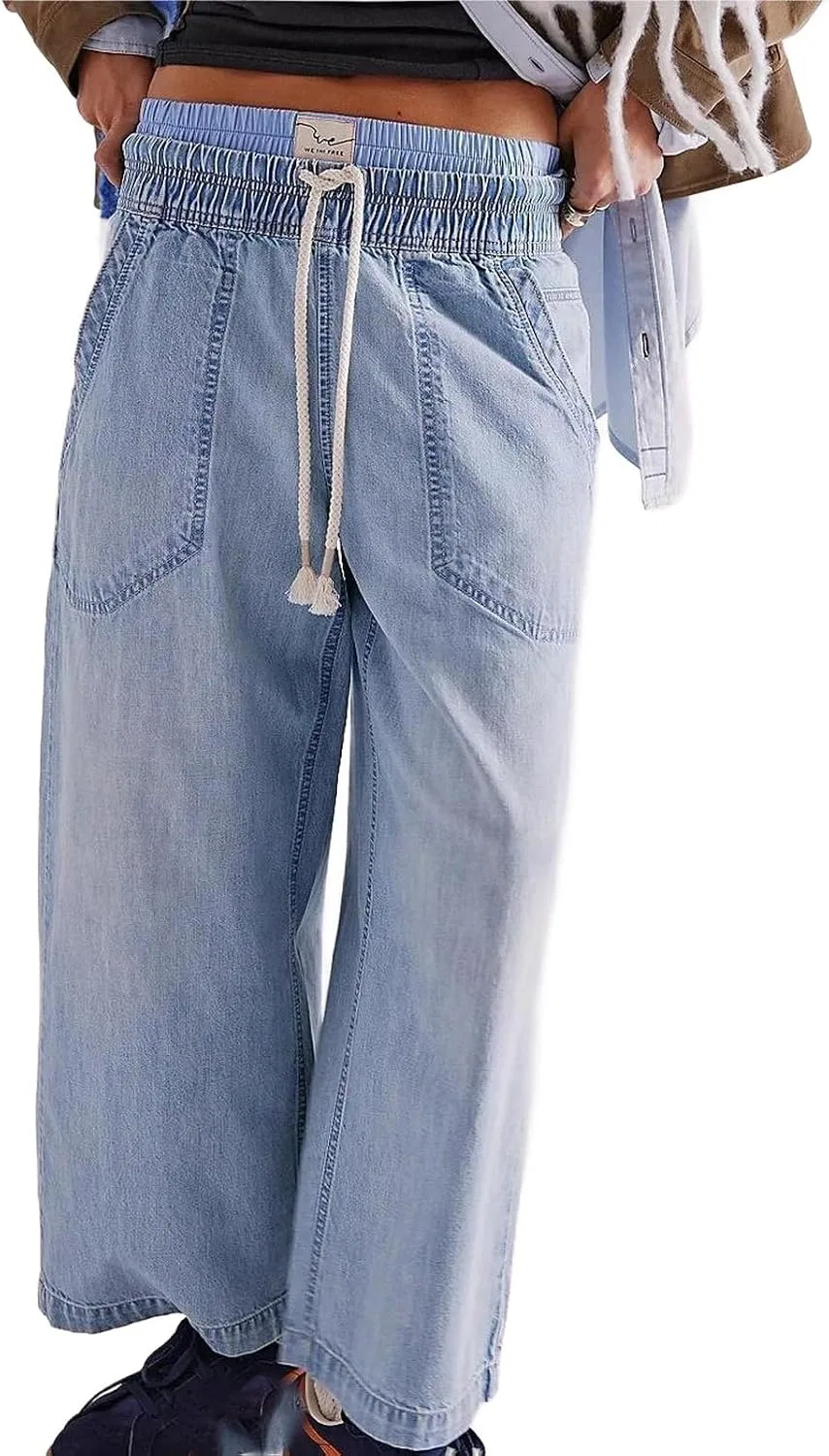 Женские джинсы-клеш с завязкой, Barrel Jeans
