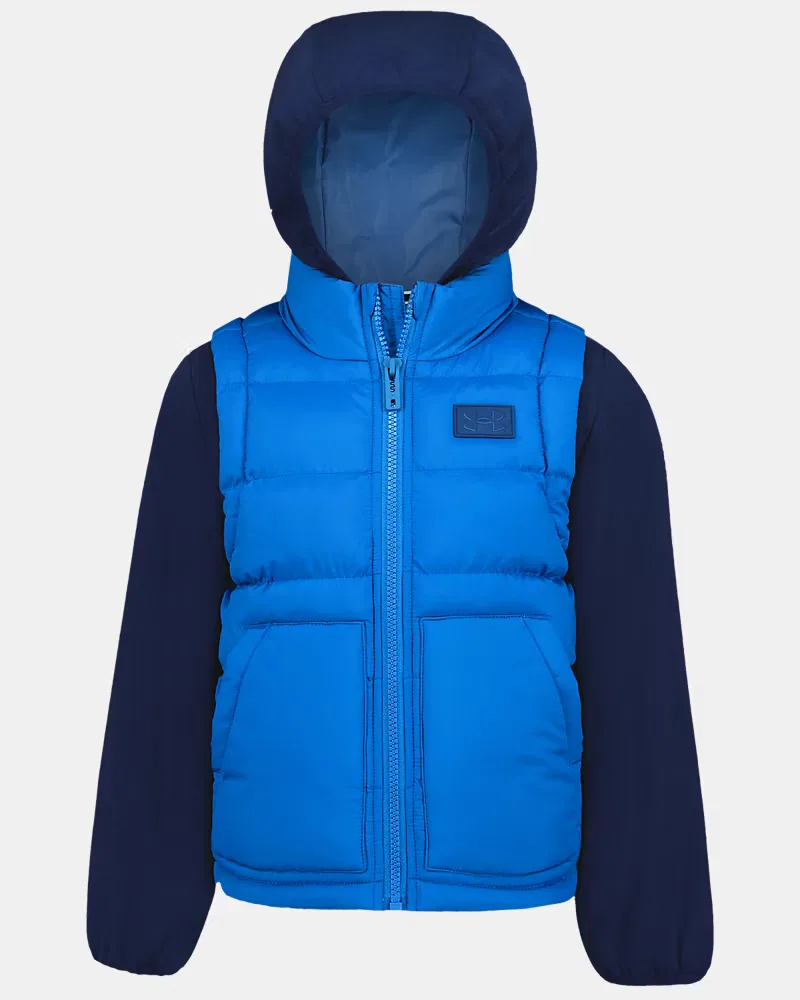 Детский утепленный стеганый жилет UA 2-Fer UnderArmour, Aegean Blue/Blackout Navy