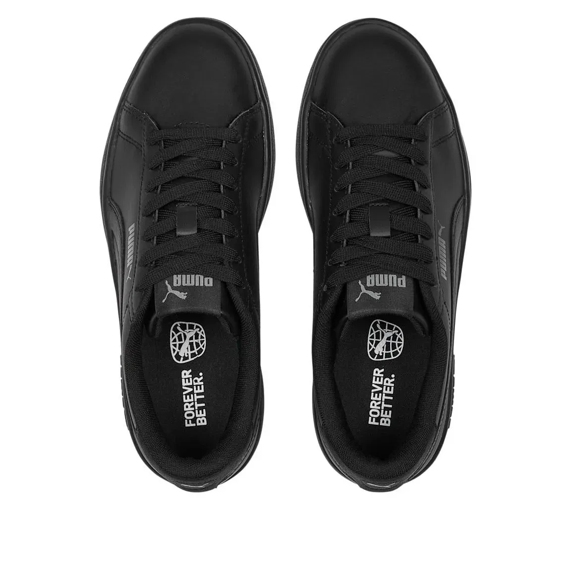 Детские кроссовки с кожаным верхом Smash 3.0 Leather 'Black Shadow Gray' PUMA, Puma Black/Shadow Gray — фото 3