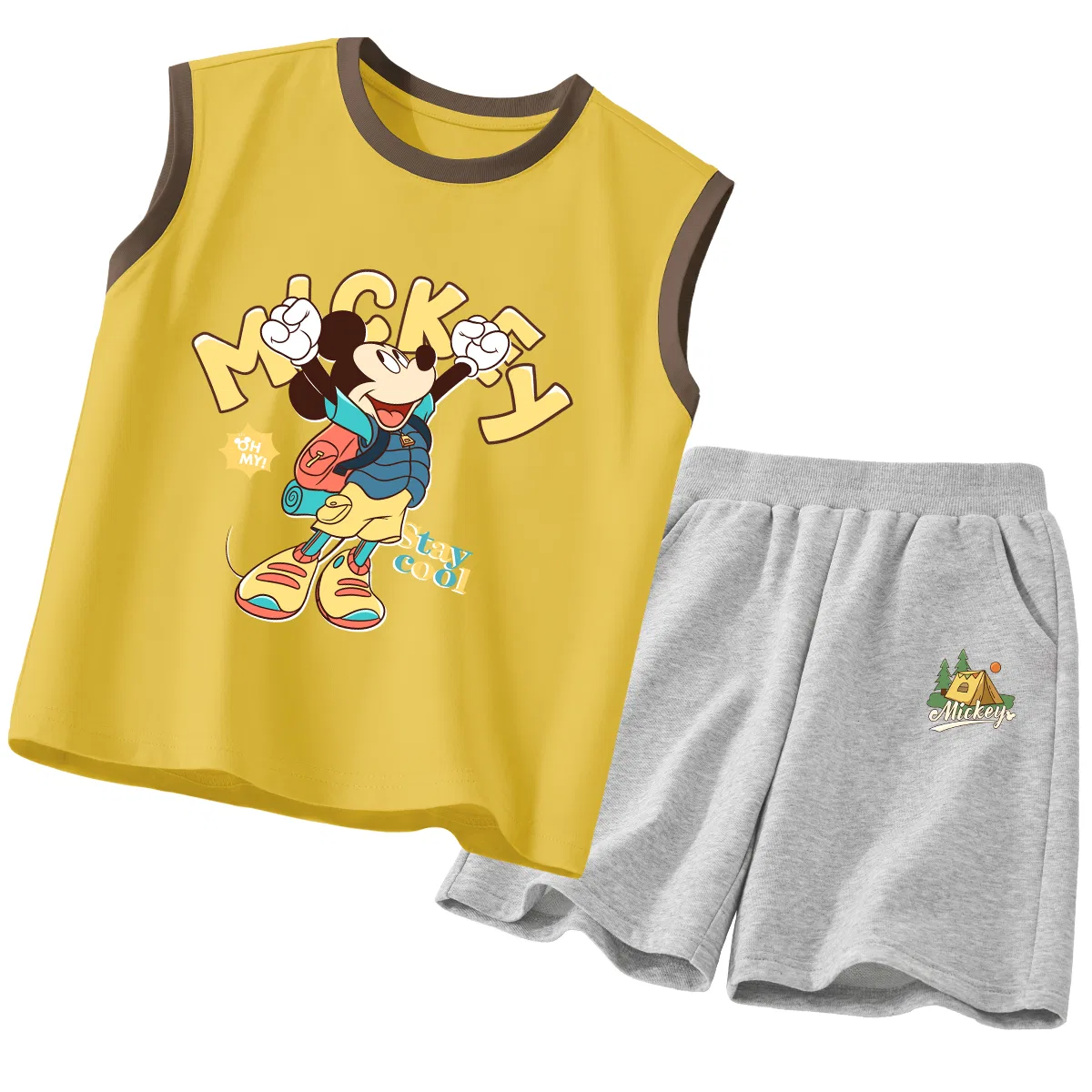 Детский спортивный костюм с круглым вырезом, тянущийся, Disney, Brown/Gray