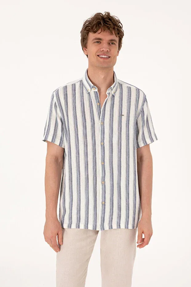 Мужская рубашка с коротким рукавом хлопковая U.S. Polo Assn., Navy Blue