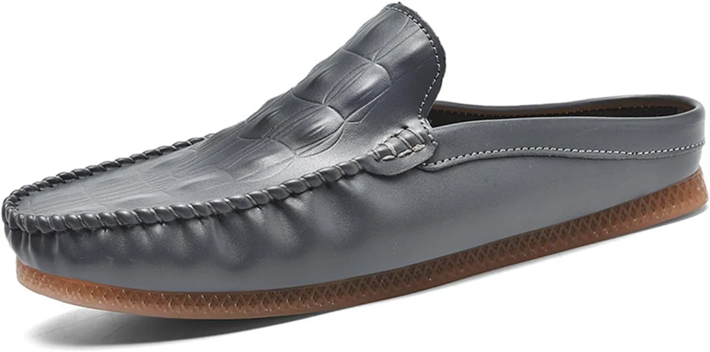 

Мужские кожаные слингбэки с круглым носком, тапочки Mules, удобные дышащие мягкие лоферы с мягкой подошвой для повседневной работы и свадебной одежды ETORYOOX