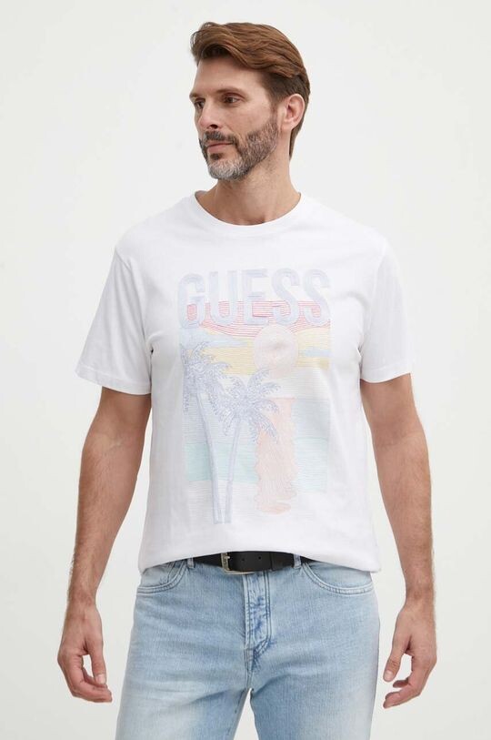 

Хлопковая футболка Guess, белый