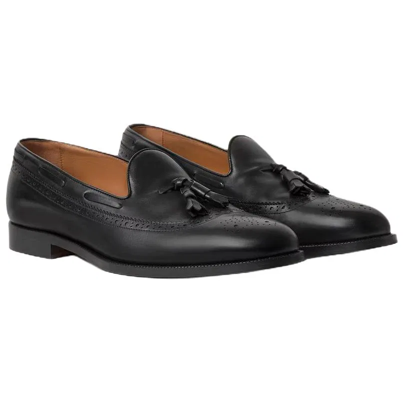 Loro Piana Serge Walk Calfskin Casual Leather Shoes Men's Black — фото 4