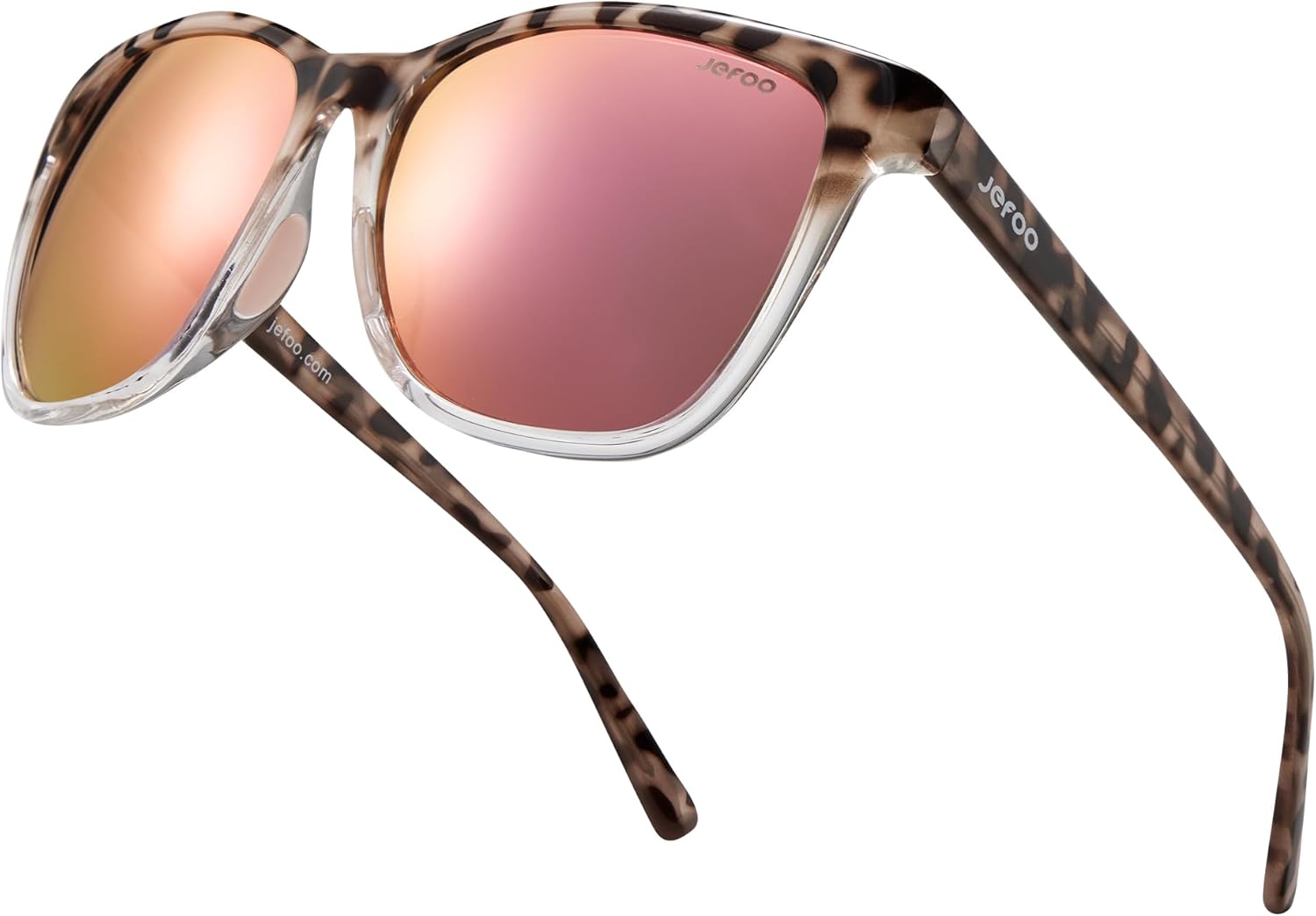 

Поляризованные солнцезащитные очки Jefoo Retro для мужчин и женщин с защитой UV400, подходят для вождения, рыбалки, походов, гольфа и других видов спорта на открытом воздухе, Tortoise Pink Frame / Pink Mirrored Lens