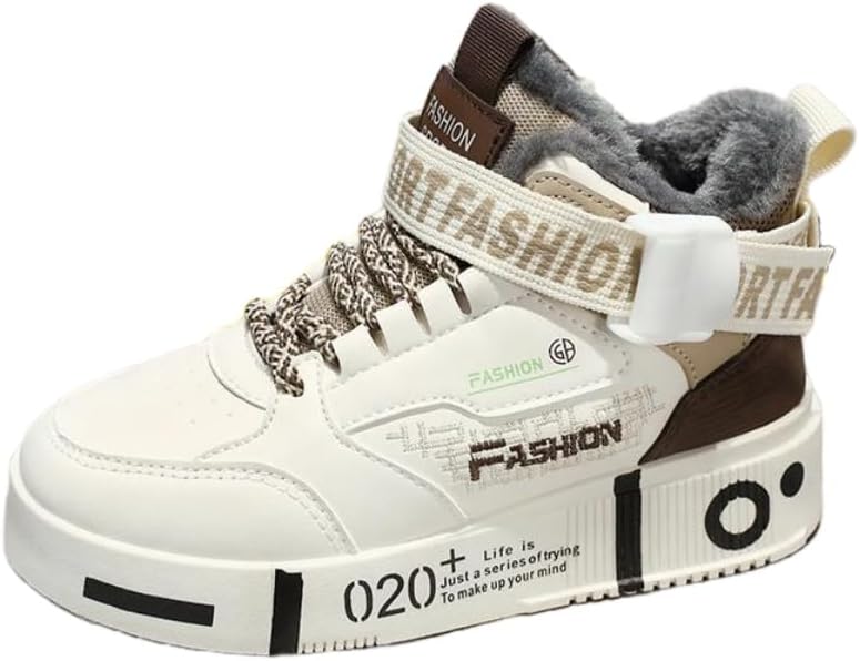 

Мужские зимние толстые и теплые повседневные высокие спортивные кроссовки - противоскользящие и стойкие к износу - подходят для улицы и повседневного использования Fmshi, коричневый