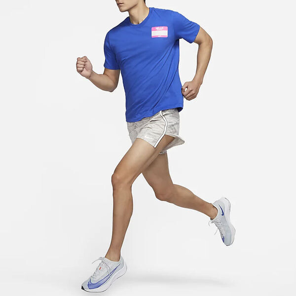 Футболка Nike Dri-fit Back Cartoon Alphabet Pattern Printing Round Neck Breathable Running Short Sleeve Blue, мультиколор — фото 3