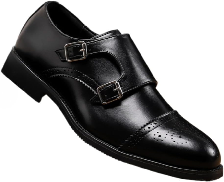 

Мужские классические туфли с двойной пряжкой, ретро стиль, деловые лоферы, легкие кожаные туфли на низком каблуке, с заостренным носком и пряжкой, легко надевать, свадебные оксфорды, повседневные, элегантные, для работы и офиса Geerta, черный