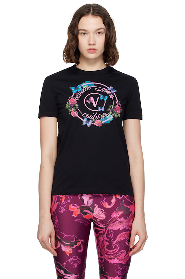 

Хлопковая футболка с принтом Versace Jeans Couture, черный