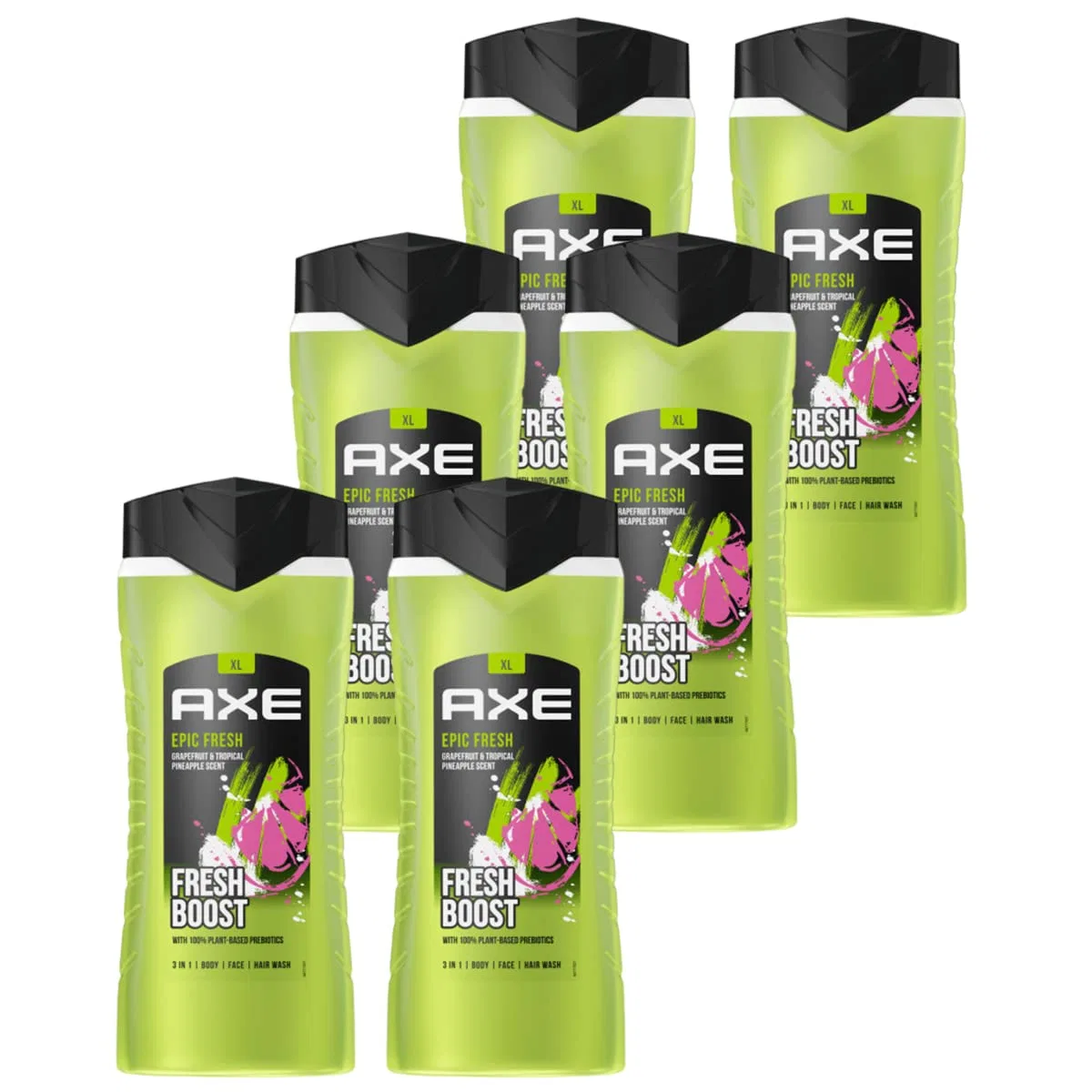 Гель для душа и шампунь AXE 3 в 1 Epic Fresh, 400 мл, 6 шт. Axe