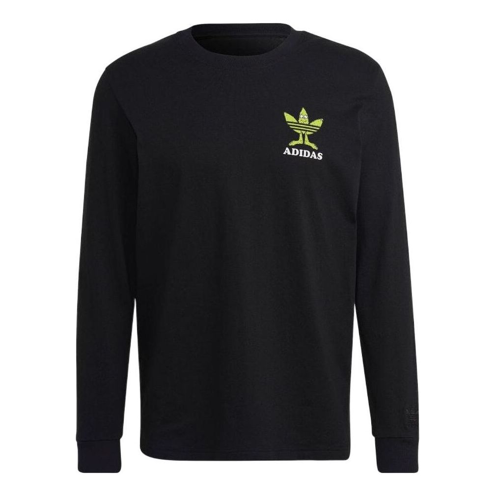 

Футболка Men's adidas Alphabet Logo Printing Round Neck Pullover Long Sleeves Black T-Shirt HM2490, черный
