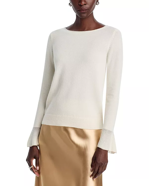 

Свитер с оборками и вырезом-лодочкой Lafayette 148 New York, белый