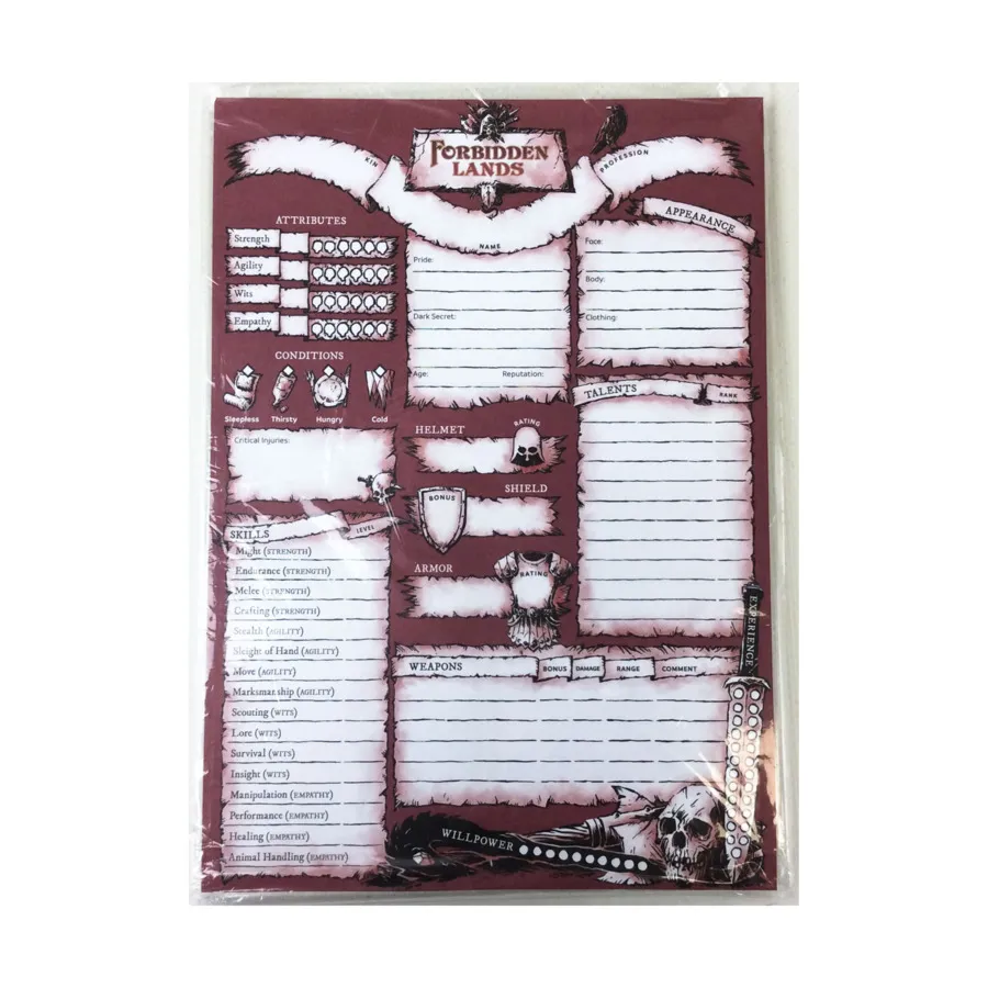 

Блокнот для персонажей Forbidden Lands, Forbidden Lands