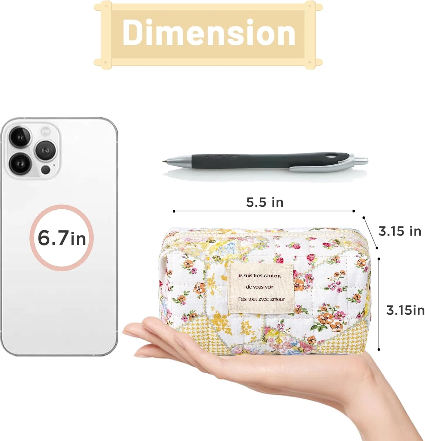 Набор из 2 косметичек Sminra с цветочным узором Sminra, Beige Floral-S — фото 3