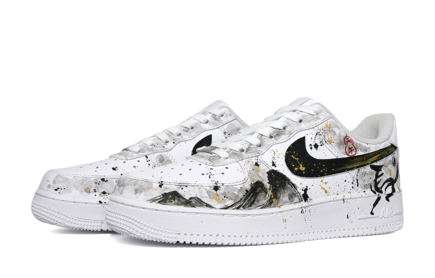 Nike Air Force 1 Divine Steed Ink Shadow устойчивые к истиранию и скольжению низкие кроссовки для скейтбординга унисекс черно-белые — фото 4
