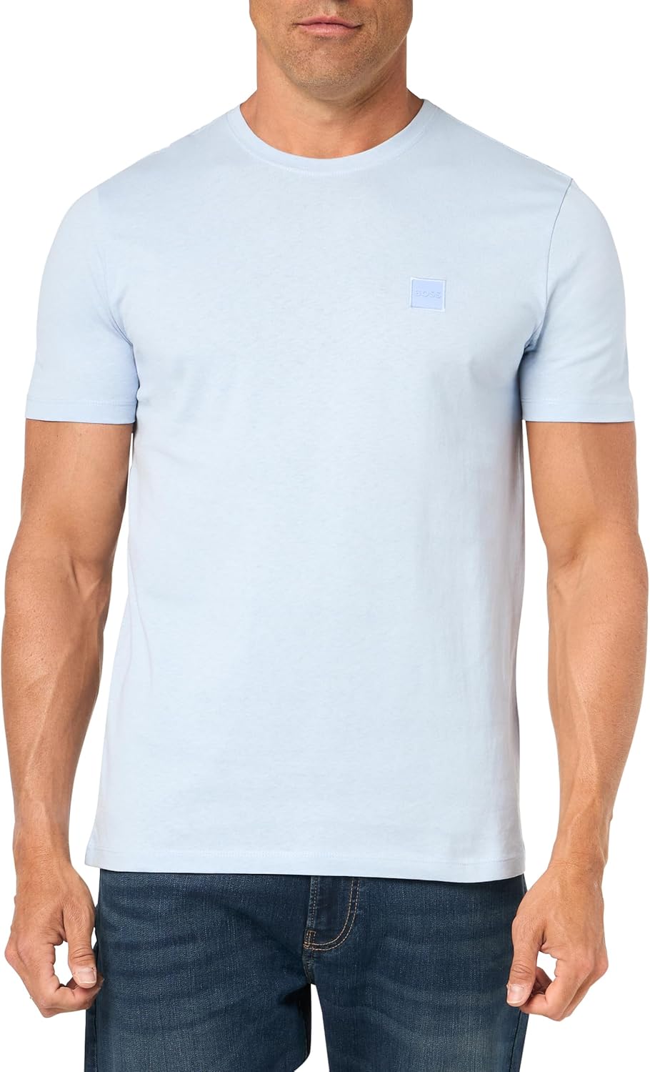 

Мужская футболка BOSS с тональной тканой нашивкой-логотипом, Chambray Blue