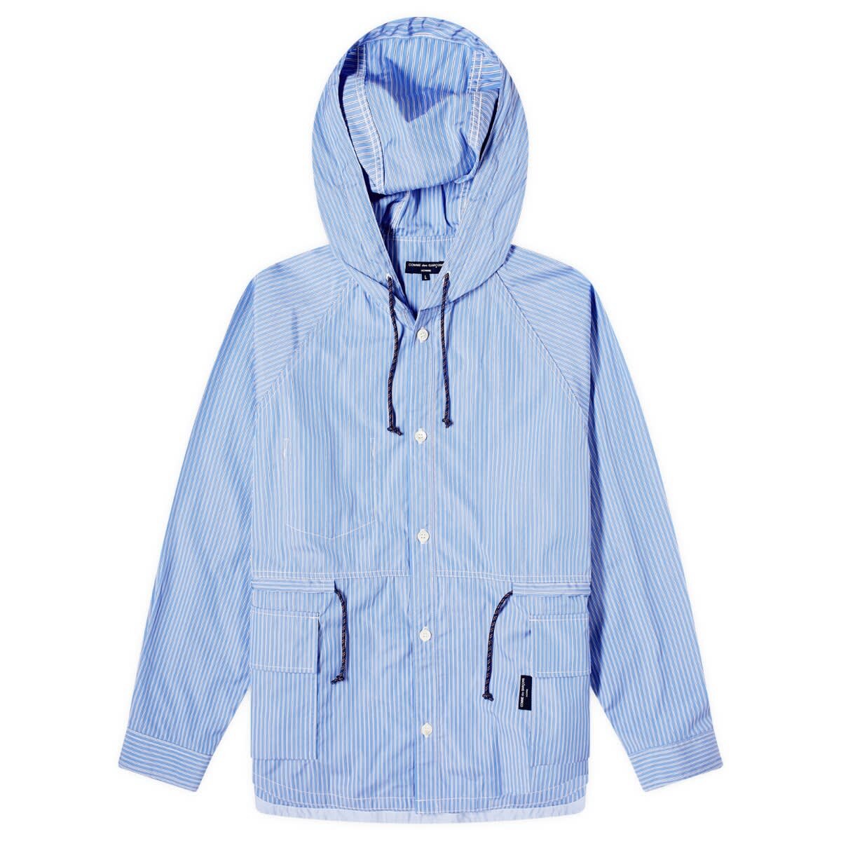 

Рубашка Comme Des Garçons Homme Stripe Hooded Shirt, цвет Sax, Navy & White