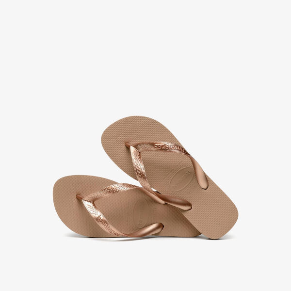 Топовые резиновые шлепанцы Tiras с металлическим покрытием Havaianas, розовый — фото 4