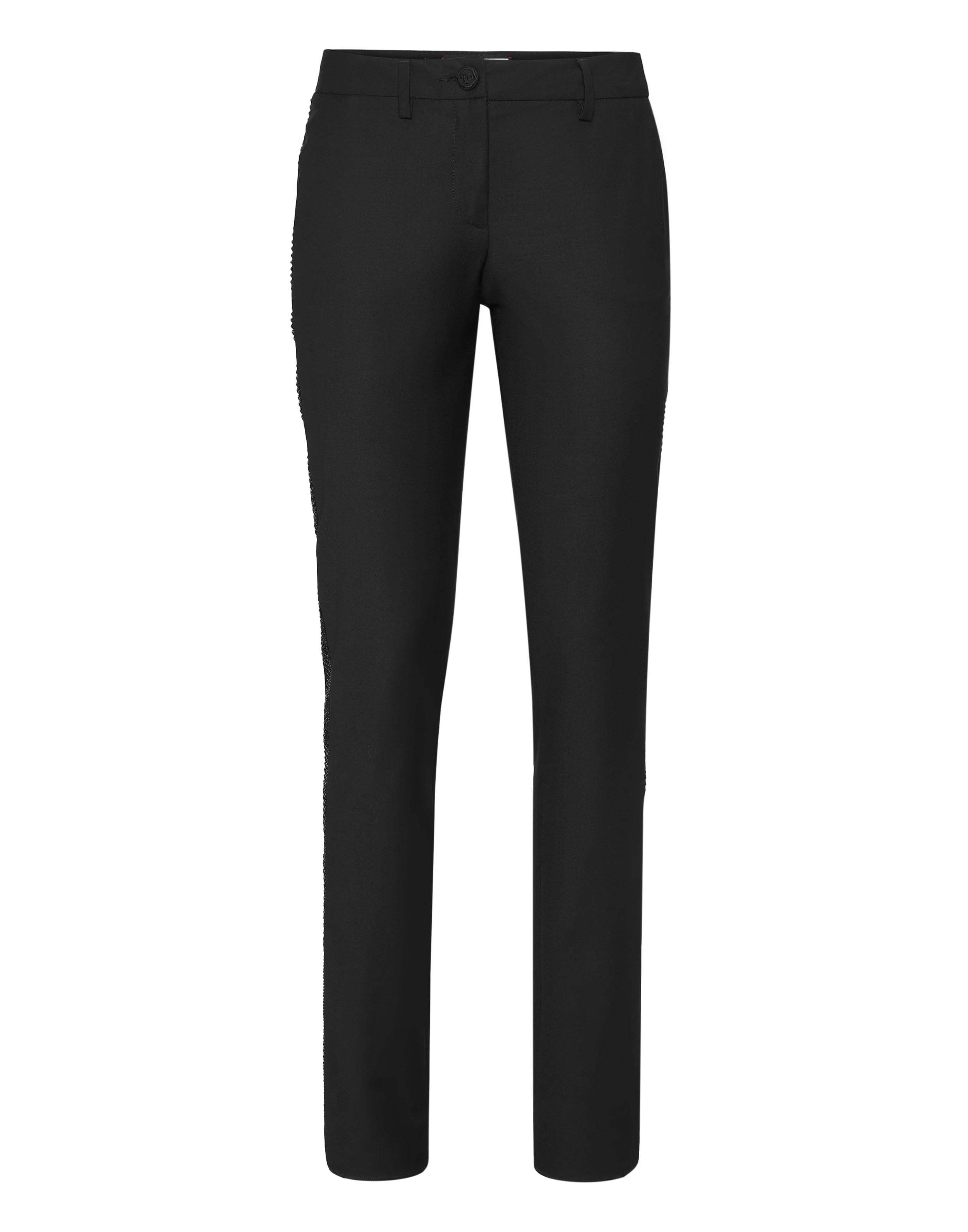 

Шерстяные офисные брюки со стразами PHILIPP PLEIN, черный