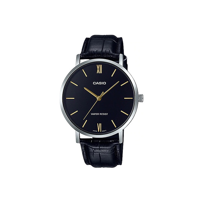 

CASIO Часы DRESS Analog MTP-VT01L-1B Silver Watch MTP-VT01L-1B, Black Dial