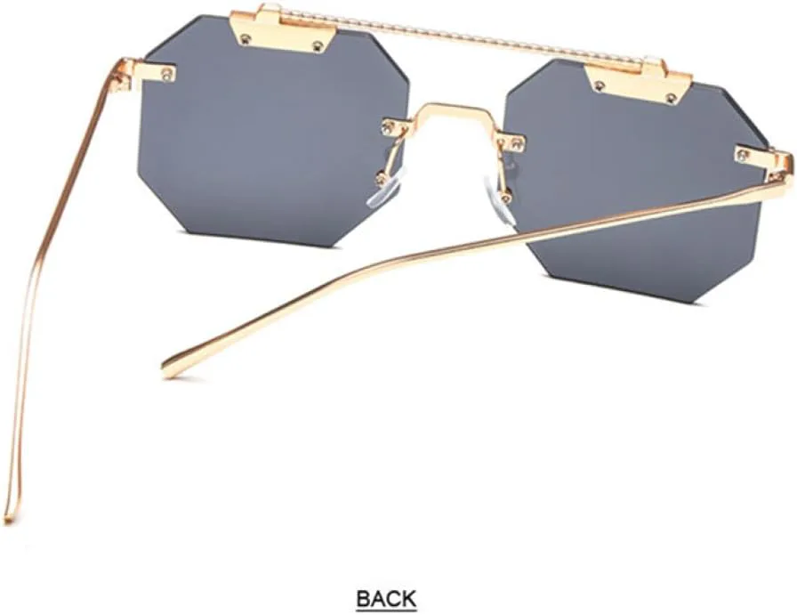 

Большие женские квадратные солнцезащитные очки без оправы, модные мужские солнцезащитные очки прозрачные, красные, синие, розовые, UV400 MTZJH, Silver Mirror