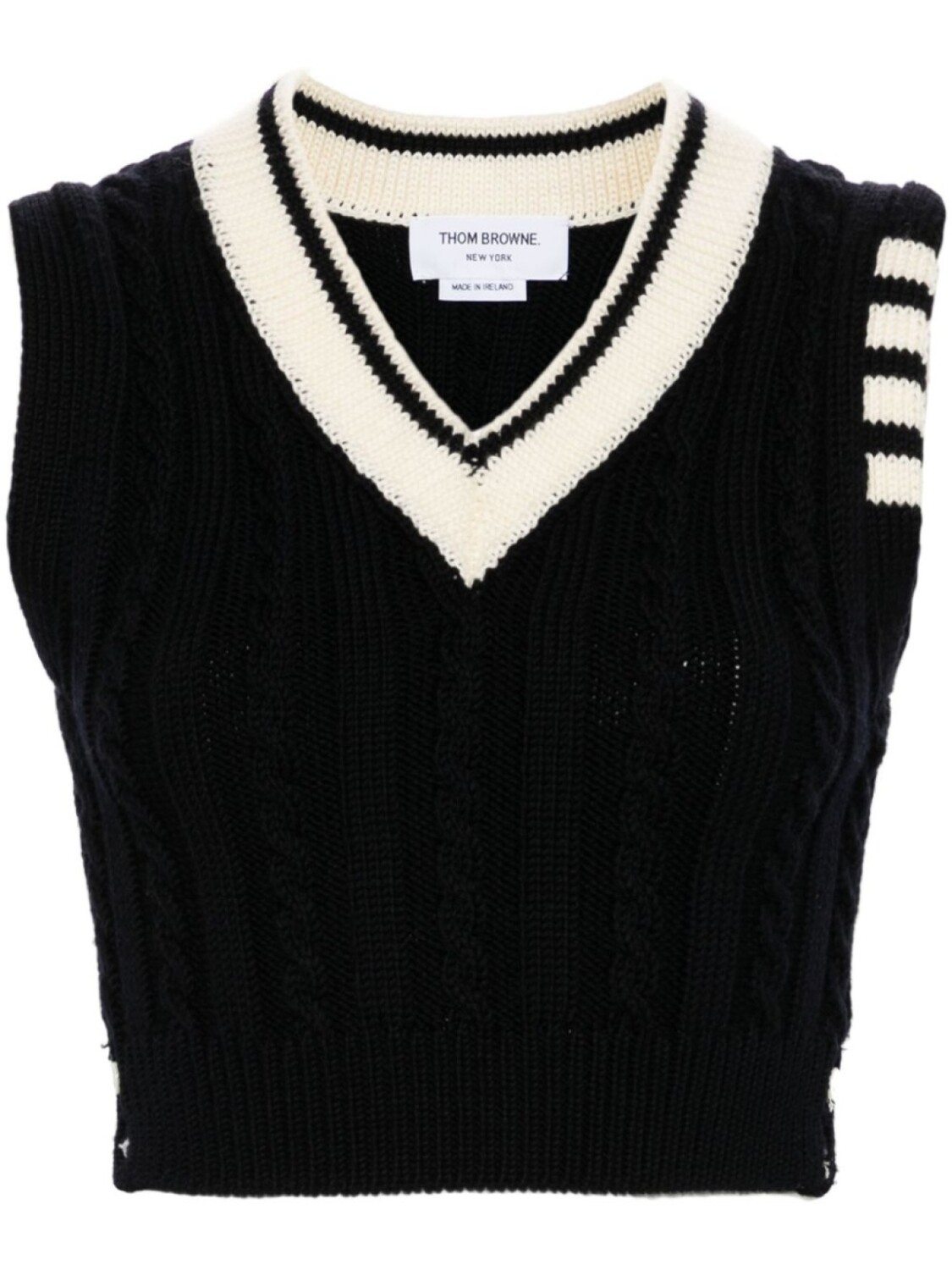 

Thom Browne жилет фактурной вязки с полосками 4-Bar, синий