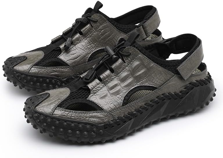 

Мужские повседневные модные сандалии для походов AQIXIDX, спортивная обувь для ходьбы на открытом воздухе, закрытый носок, дышащие, легкие, пляжные туфли, серый