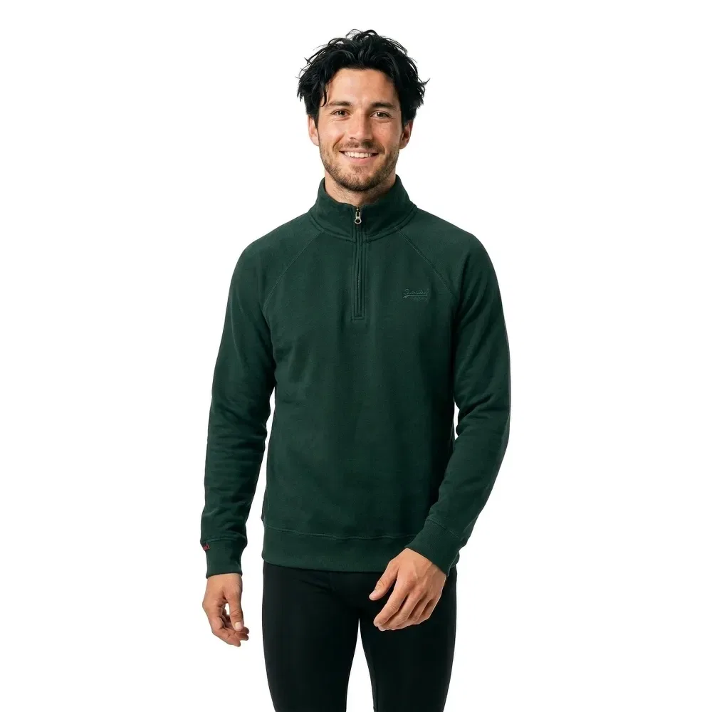 Свитшот полушерстяной Superdry Essential Logo half zip, зеленый — фото 3