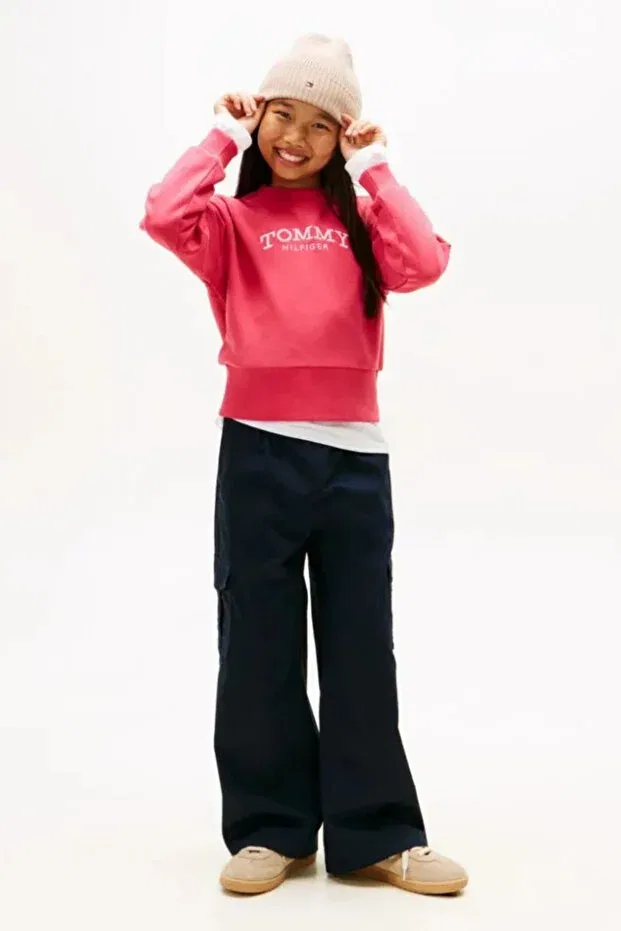 Детские свитшот для девочек с длинным рукавом Tommy Hilfiger, Vintage Cerise/Ancient White — фото 2