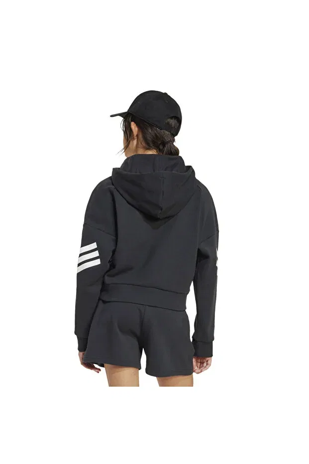 Детские свитшот для девочек с капюшоном Future Icons 3 Stripes Kids Sweatshirt Adidas, Black — фото 4