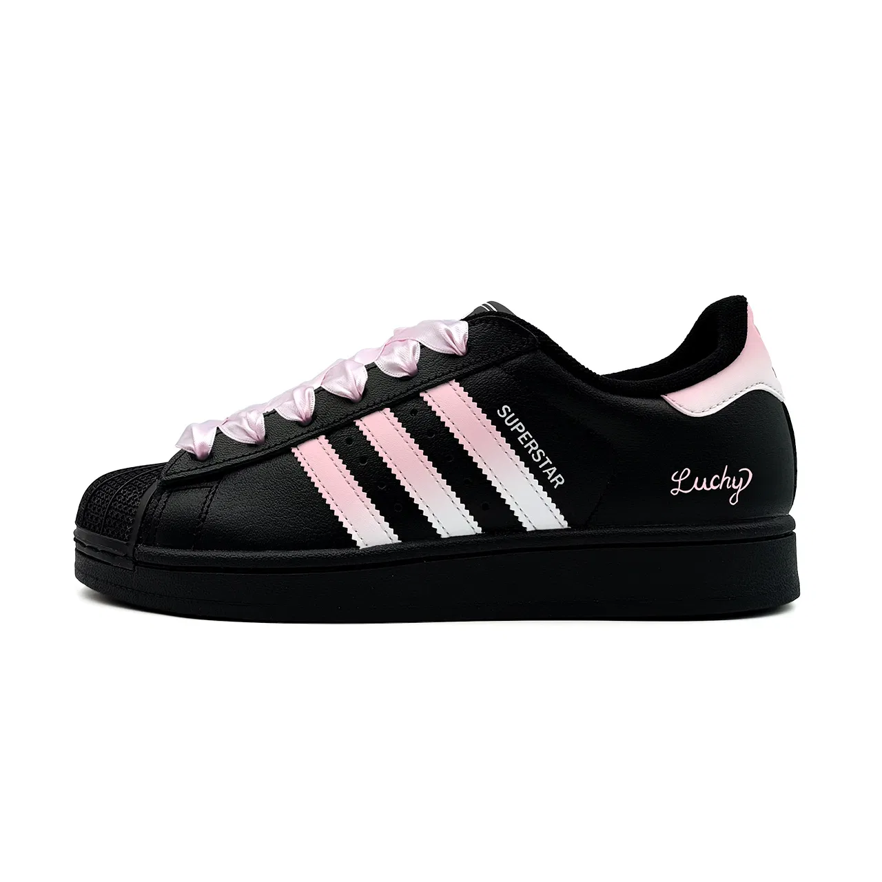 Детские кроссовки-скейтборд с низким верхом Superstar 2 Adidas Originals, Black White Pink — фото 3