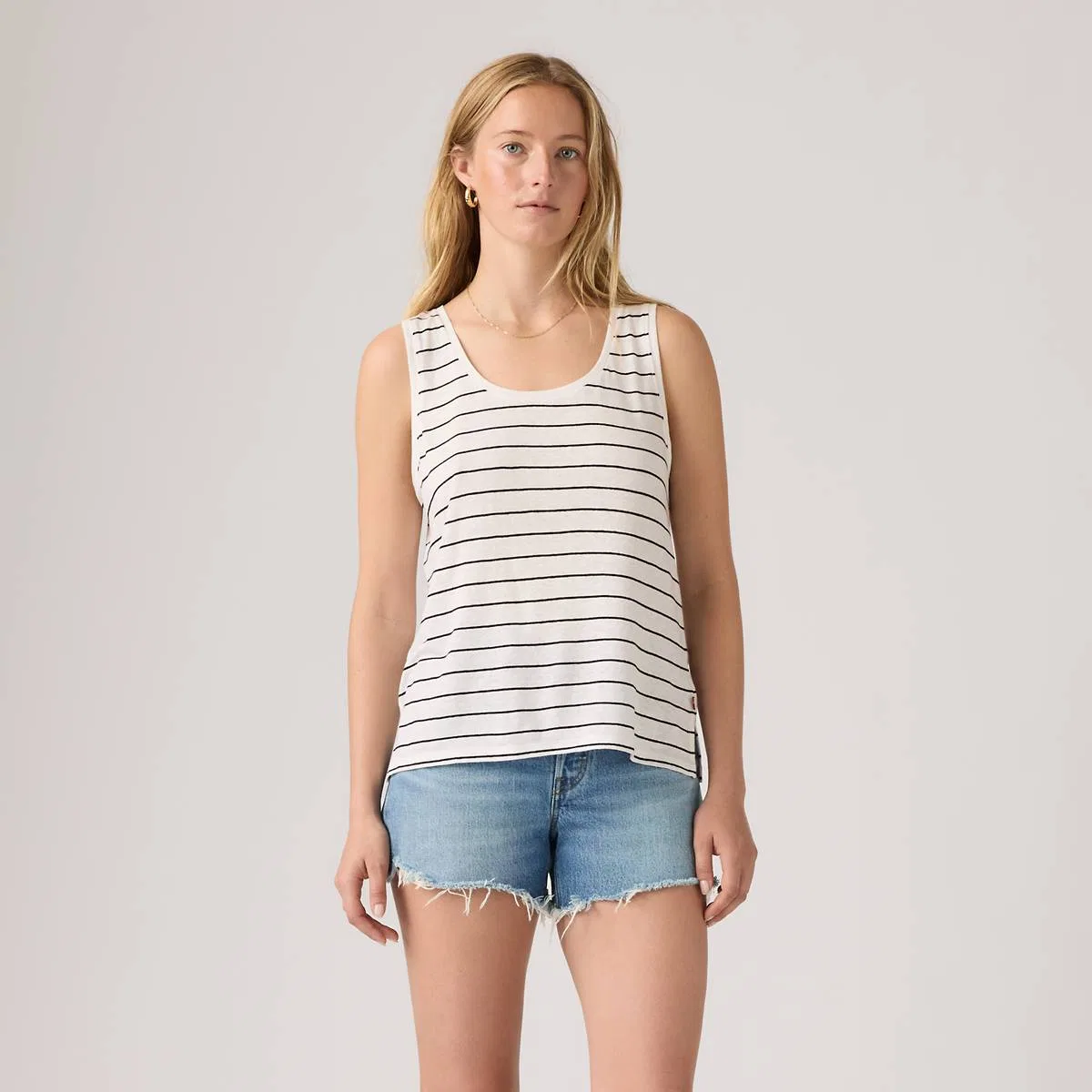 Льняная майка с вырезом «Лори» Levi's, Donna Stripe Egret - White — фото 3