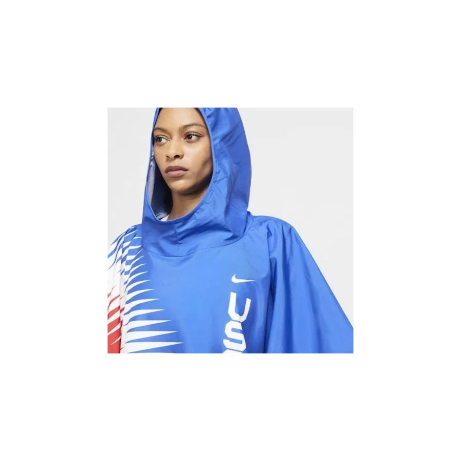 Женская куртка-дождевик с капюшоном Team Usa Marathoner Hooded Jacket Nike, Сине-белый — фото 2
