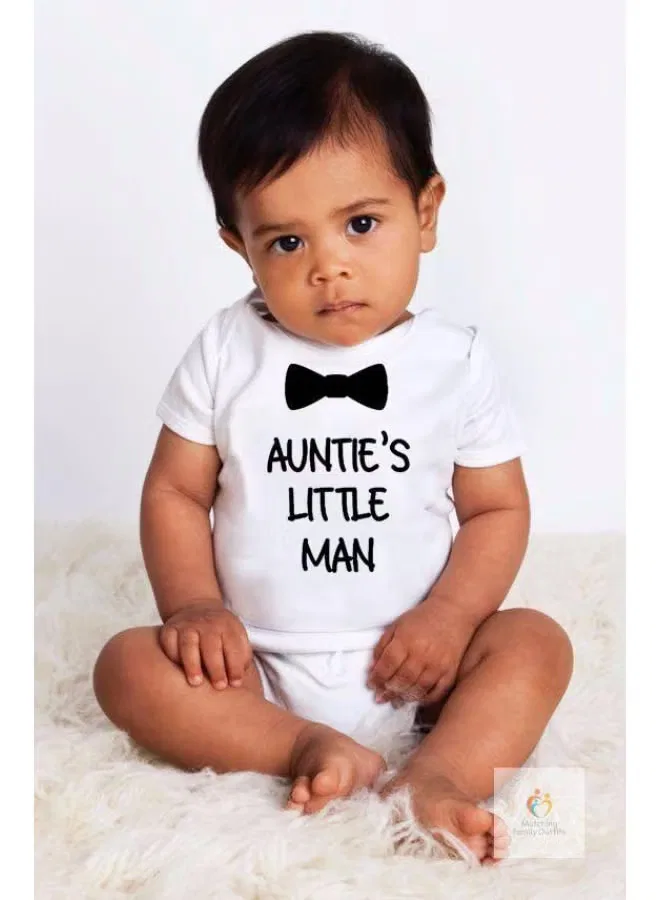 Боди-комбинезон с принтом галстука-бабочки Auntie’S Little Man Matching Family Outfits, белый