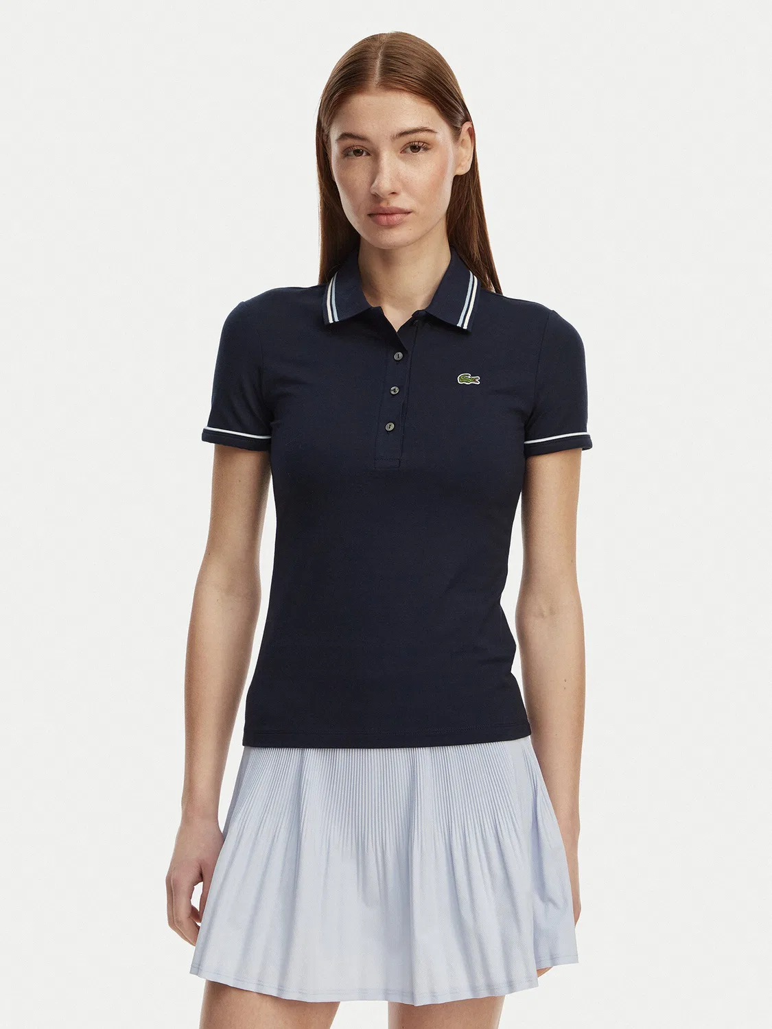 Женское поло приталенного кроя Lacoste, темно-синий