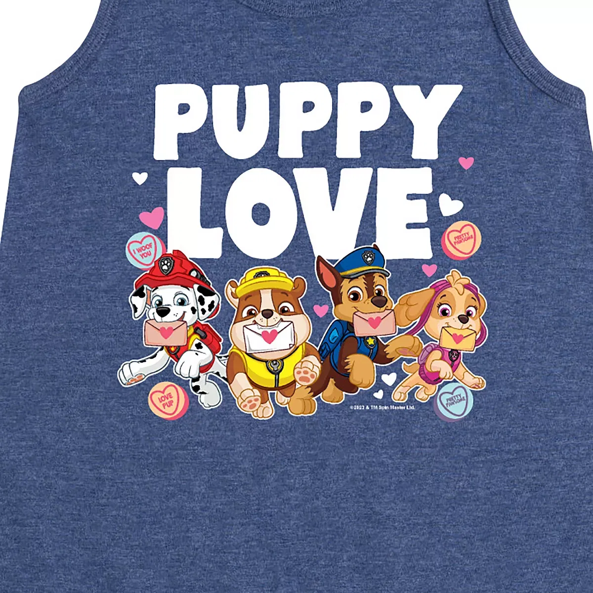 Детское платье-трапеция без рукавов с принтом Paw Patrol Puppy Luv PAW Patrol, Heather Navy — фото 2